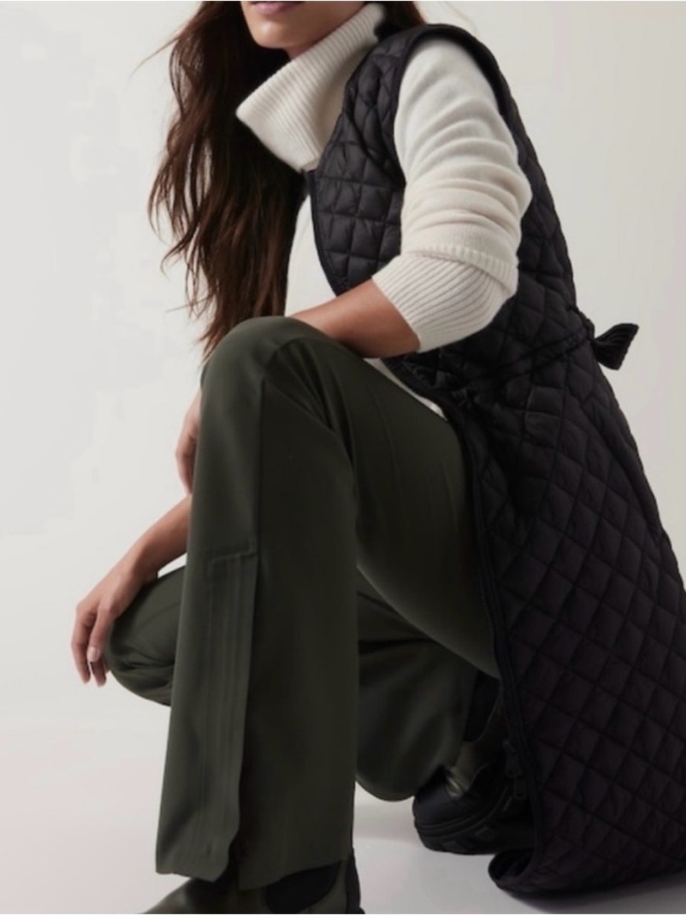 Athleta Stellar Flare Trouser Size 6 Petite Olive Green - Picture 3 of 15